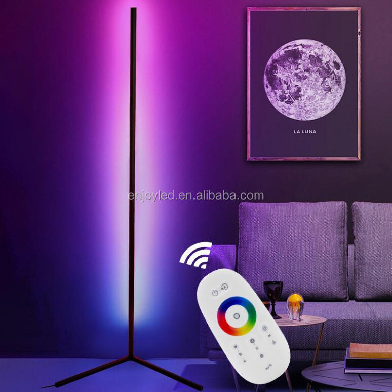 Modern RGB LED Corner Floor Lamp Indoor Decoration Simple Lamp Bedroom Living Room Colorful Minimalist Standing Lamp Lighting