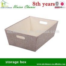 daily use cardboard storage box,open bin,wraped with fake flax fabric,