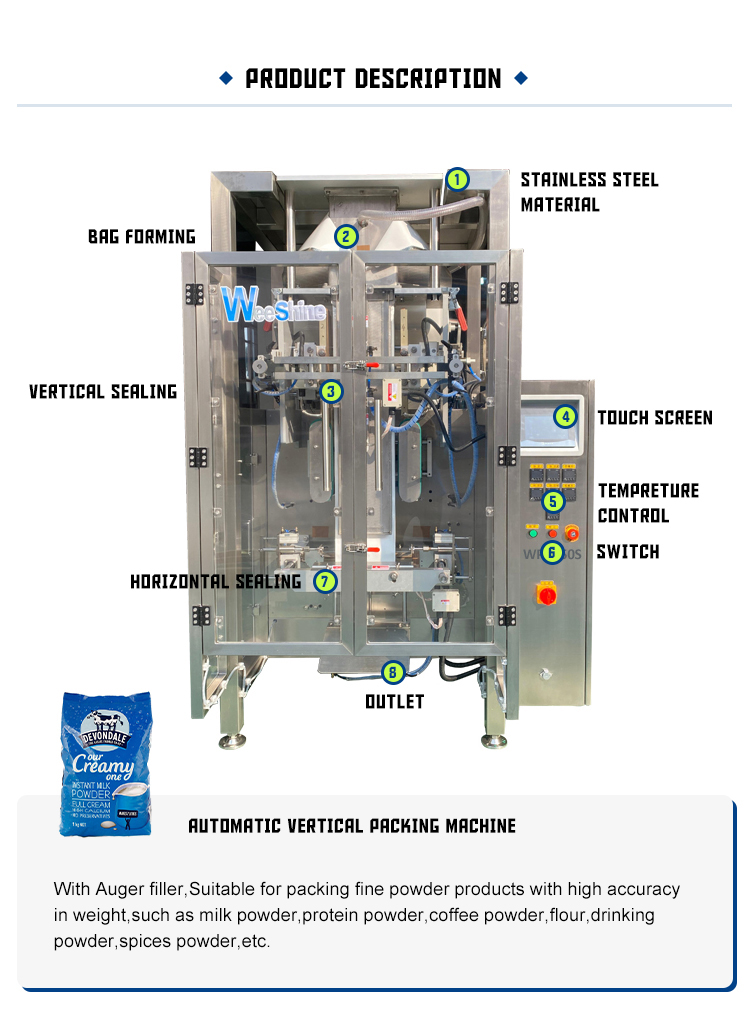 Automatic Multi-function Vertical Packing Machine For Almond Flour Coffee Powder Flour Milk Powder In Factory Price