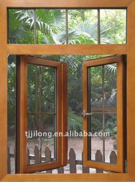 Outside the open window of aluminum composite wood