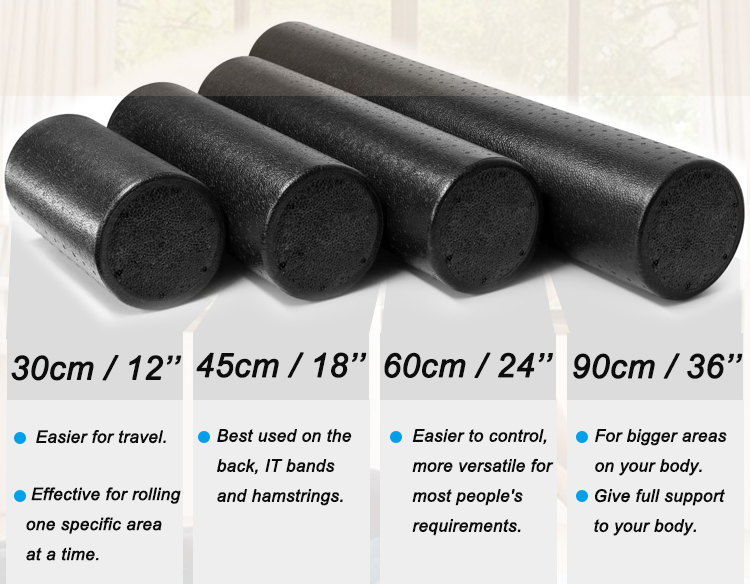 Latihan gim 36 inci 90cm Eco Black Foam Roller Stick untuk urutan otot