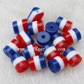 Chunky Red White Blue Zebra Oval Resin Beads in Bulk