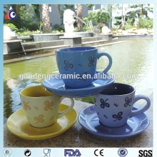 200ml coloured yellow,blue,purple cup and saucer