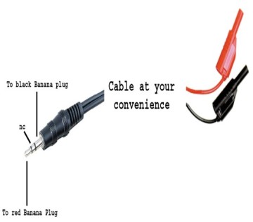 3.5mm stereo plug to dual banana plug cables