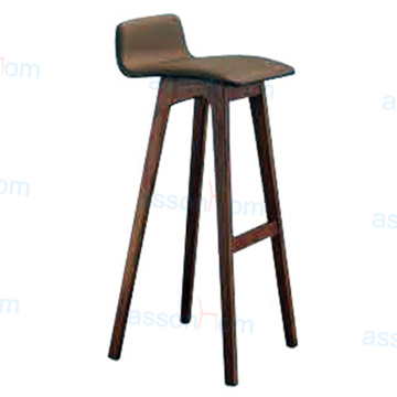 Wood Bar Stool in Leather