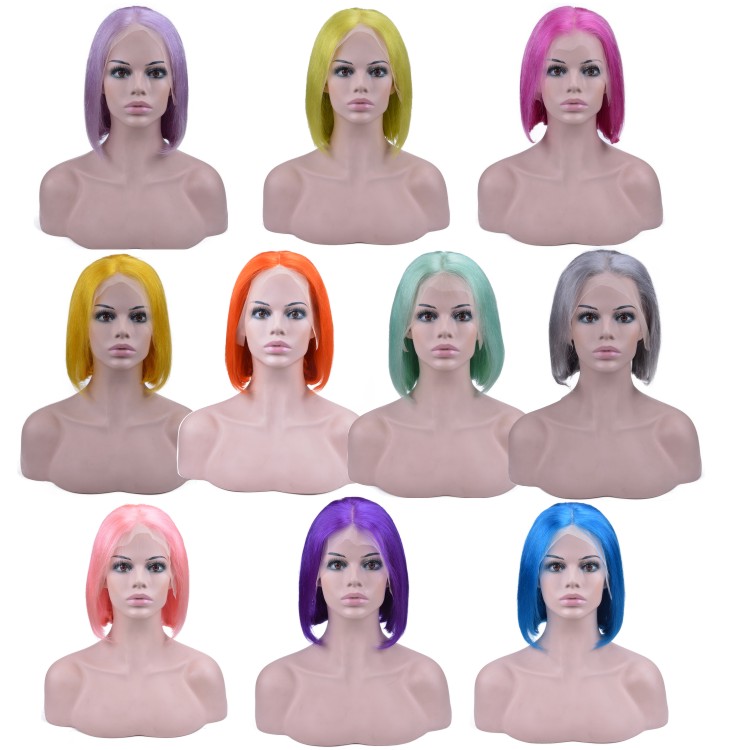 Best Selling 2019 Raw Virgin Indian Cuticle Aligned Coloured Cheap Human Hair Lace Front  Bob Wig