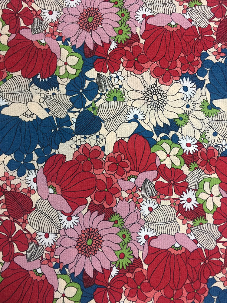 Flower Design Polyester Bubble Crepe Printing Fabric