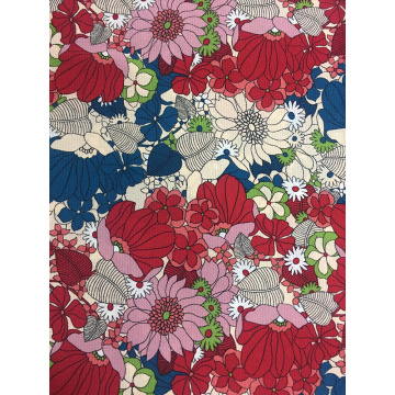 Tissu d&#39;impression en crêpe à bulles en polyester avec motif de fleurs