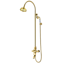 Gold Exposed Shower System With Rain Shower Head