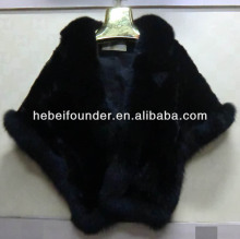 Mink fur capes with fox fur trim