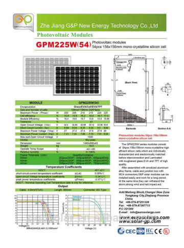 GP MONO 200W SOALR PANEL FOR 1KW SOLAR POWER STATION SYSTEM