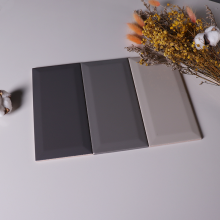 10x20 cm Glazed Pure Grey Ceramic Beveled Subway Tile for Bathroom