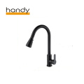 Matte black single-handle pull-out kitchen mixer taps