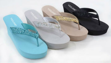 Bling EVA Synthetic Wedge Flip Flop, Wedge Flip Flop Slide Platform Sandals,ladies Wedge Flip Flop