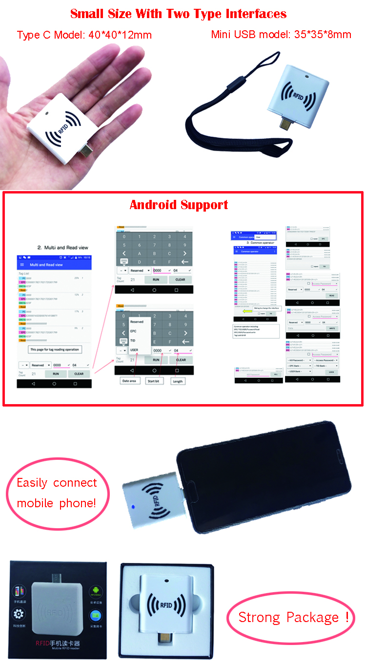 Portable Phone Use Android RFID Reader RFID Reader USB