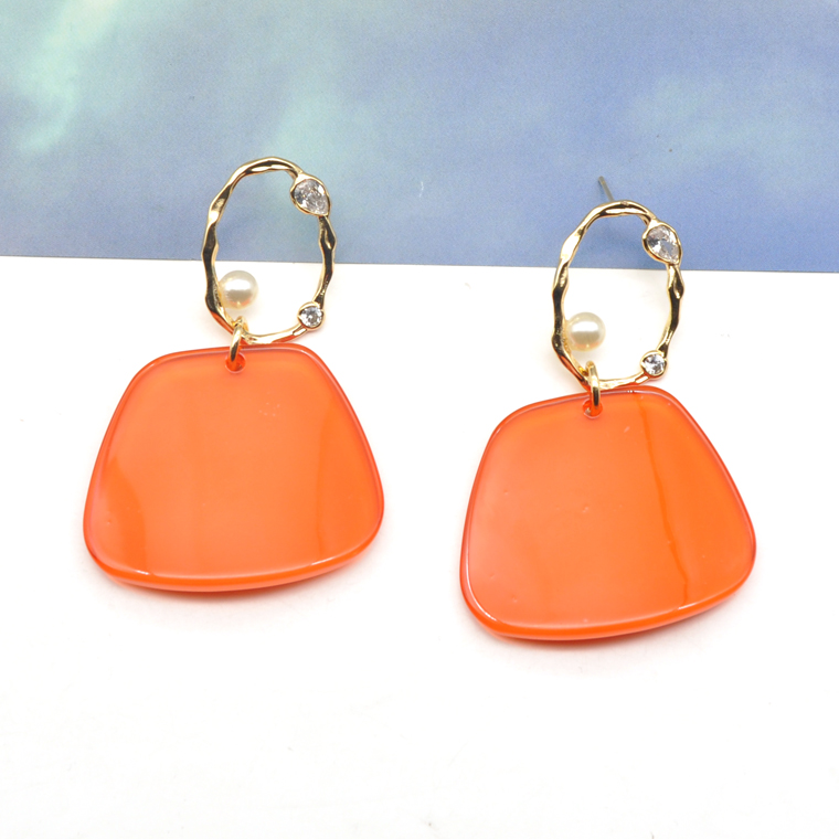 Spring summer clear orange acrylic novelty drop earrings