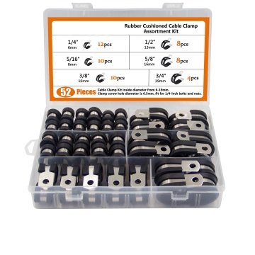 R Type Stainless Steel Cable Clamp Kit with Rubber Cushioned Insulation