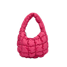 2024 South Korean Fashion Pleated Cloud Bag with Zipper Cotton-Padded Bubble Jacket