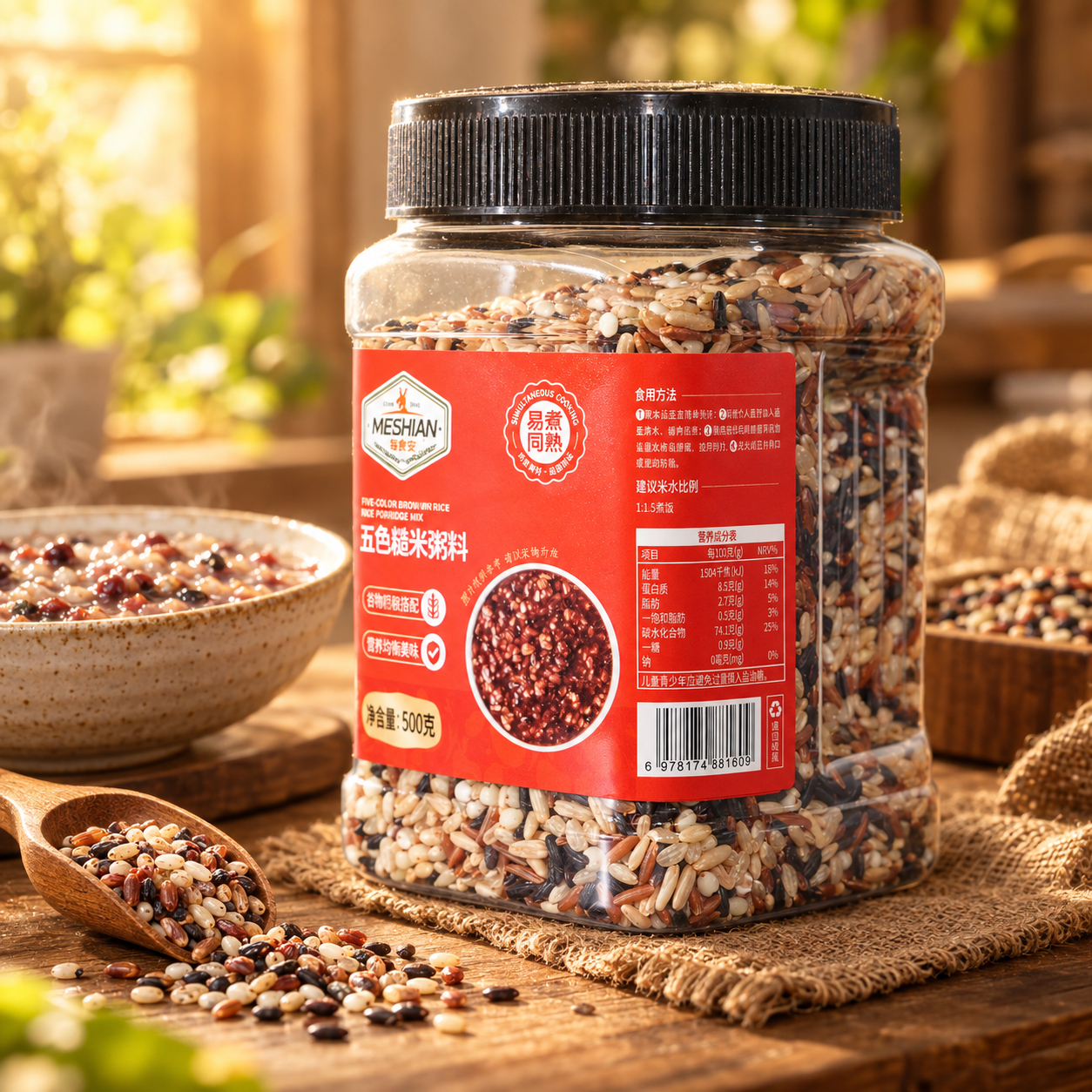Five Color Mixed Brown Rice Porridge Mix 500g 4
