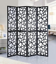 Pine wood 4-Panels Room Divider With Decorative Cutouts