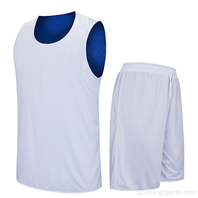Atacadistas em branco reversível camisetas de basquete personalizado design