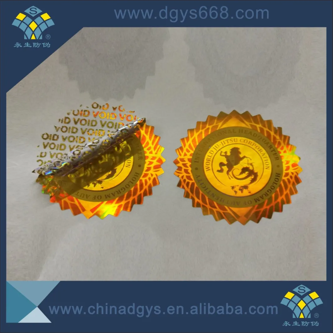 Customized Tamper Evident Void Residue Hologram Sticker with Serial Number