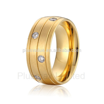 hot trend jewelry rings 2015 anti-allergy titanium 18K gold plated big woman wedding rings