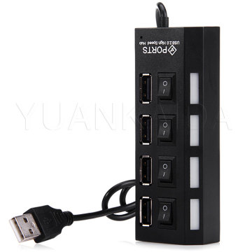 LED 4 Port USB 2.0 HUB ON / OFF