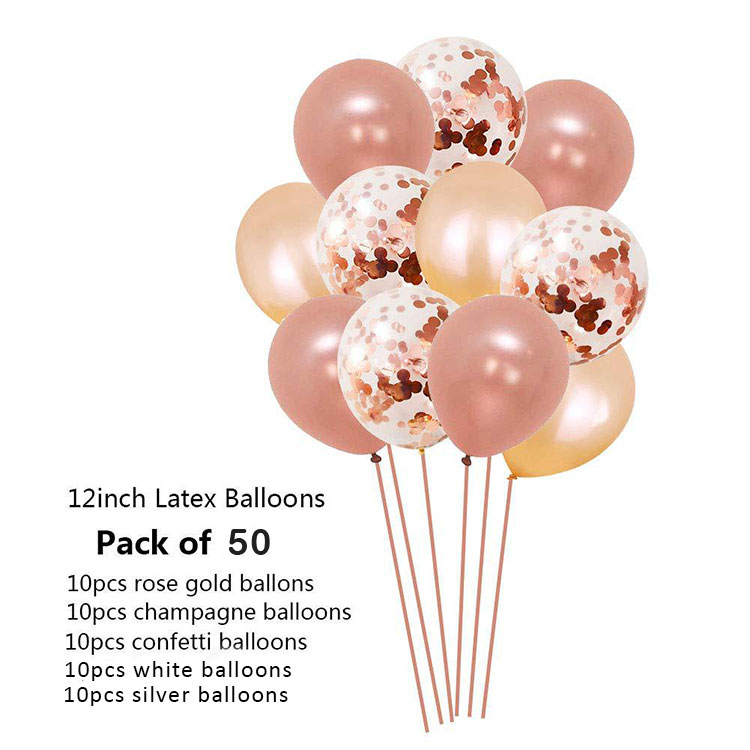 Wholesale rose gold confetti balloon foil Happy birthday banner balloons set for party Wedding decorations