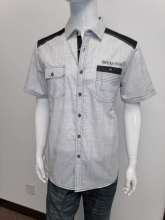 Mens cotton y/d slubbed fabric casual short-sleeve shirt