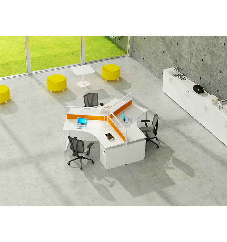 Modern elegant three person workstation