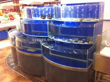 APEX supermarket or restaurant custom make large round aquarium/large cylinder aquarium
