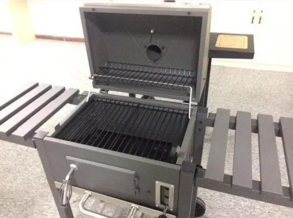 Middle Size Charcoal Smoker with Grid Side Tables and Bottom Shelf