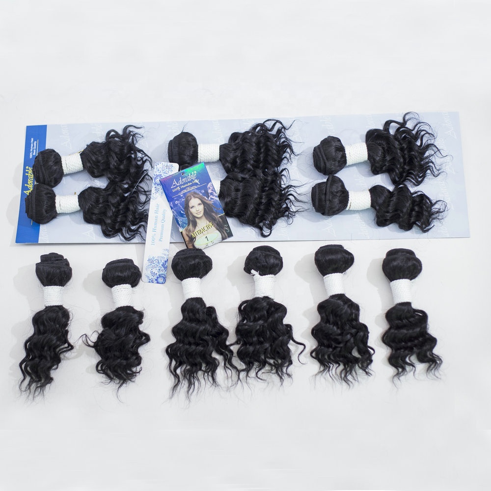 Adorable human hair weaves for black woman new cheap deep wave attractive 6pcs human hair mixed synthetic fiber hair weaving