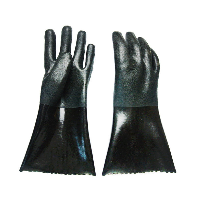 Schwarze Flanellhandschuhe mit sandigem Finish 30cm