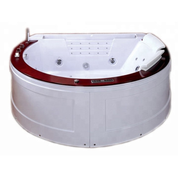 Round Corner Hydro Bathtubs LED Light Waterfall