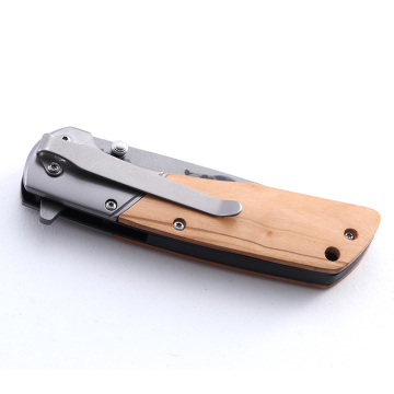 Wooden handle 3D Patterned Blade Outdoor Military Knife