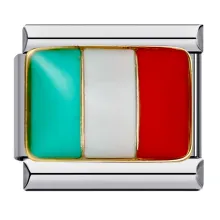 Tarnish-Free Stainless Steel Italian Flag Charm Bracelet for Women and Men