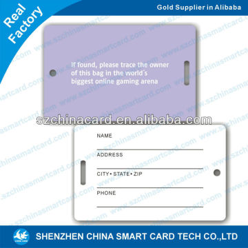 plastic pvc travel cards white card luggage tags