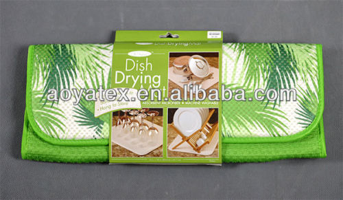 Microfiber printed foam composite kitchen dish drying mat