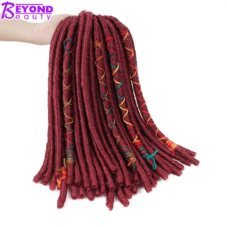 wholesale Faux Locs Crochet Braids Hair Synthetic Braiding Hair Soft Crochet Hair Extensions Burgundy Black Fiber