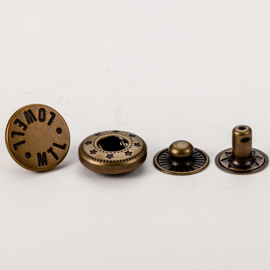 Eco friendly design custom logo brass press metal snap buttons for clothing