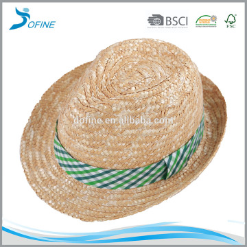 boy child natural straw fedora hat