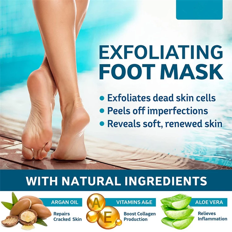 OEM Custom Collagen Vitamin a & E Exfoliating Foot Peel Mask