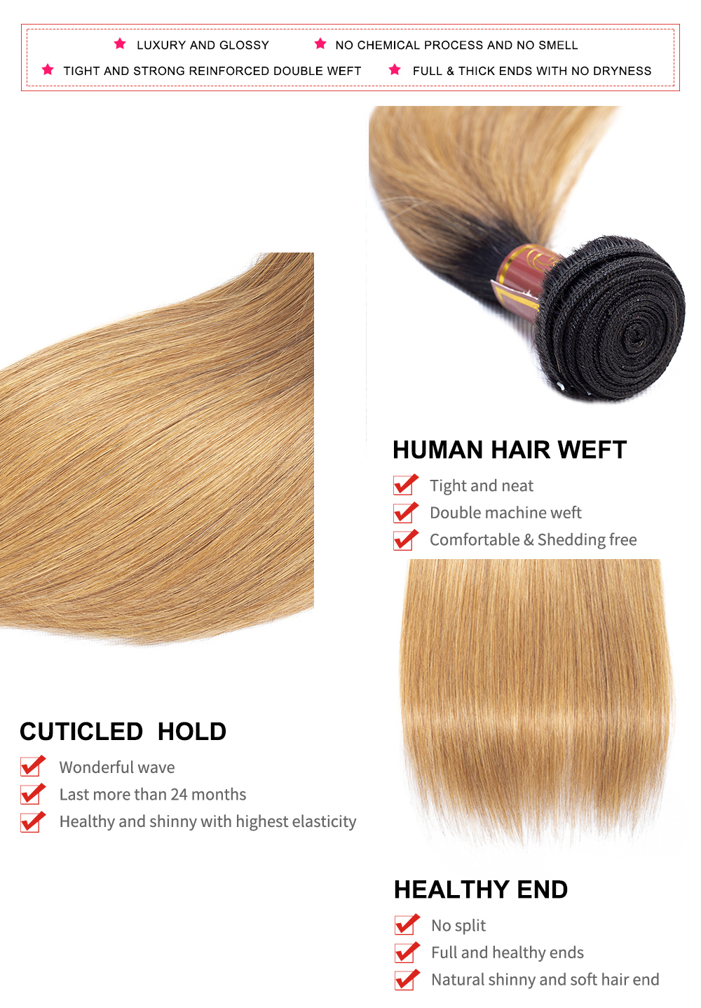 Single Donor 1B 27 Color 10A Cuticle Aligned Raw Indian Unprocessed Virgin Temple Human Bone Straight Hair