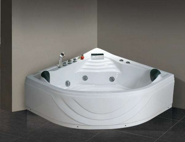 Massage With Bath 1500mm Sector Corner Whirlpool Bathtub with Two Pillows