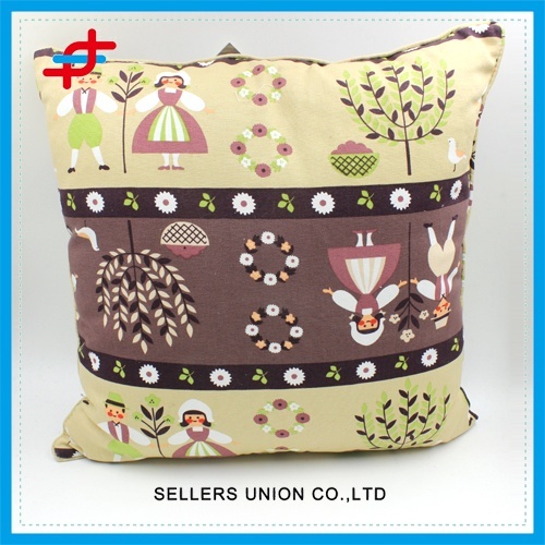 Coton lin Lovely Cartoon maison décorative jeter coussin