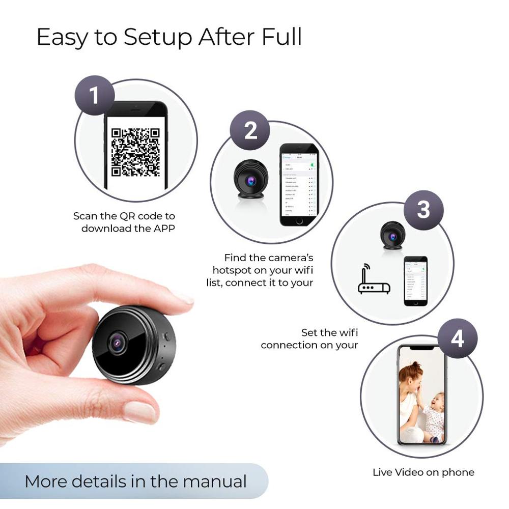 Amazon Hot Sale A9 night vision wireless wifi hidden HD 1080p nanny camera Small Spy Indoor Home Security camera