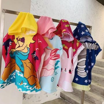 Children cartoon printed microfiber swim change robe