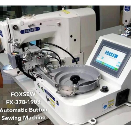 Máquina de coser de botón con dispositivo de alimentación automática